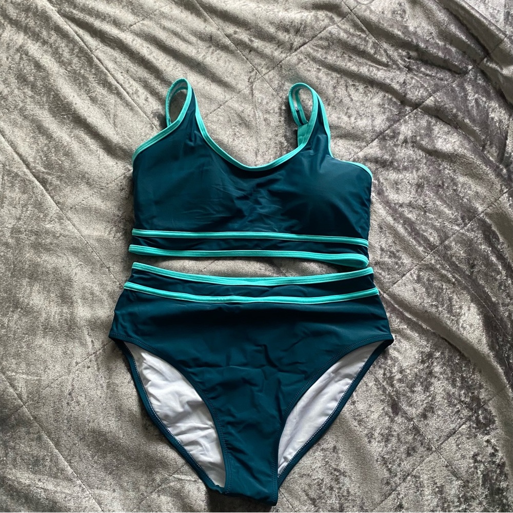 Teal Strappy Bikini Set